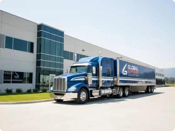 Commercial Truck outside warehouse